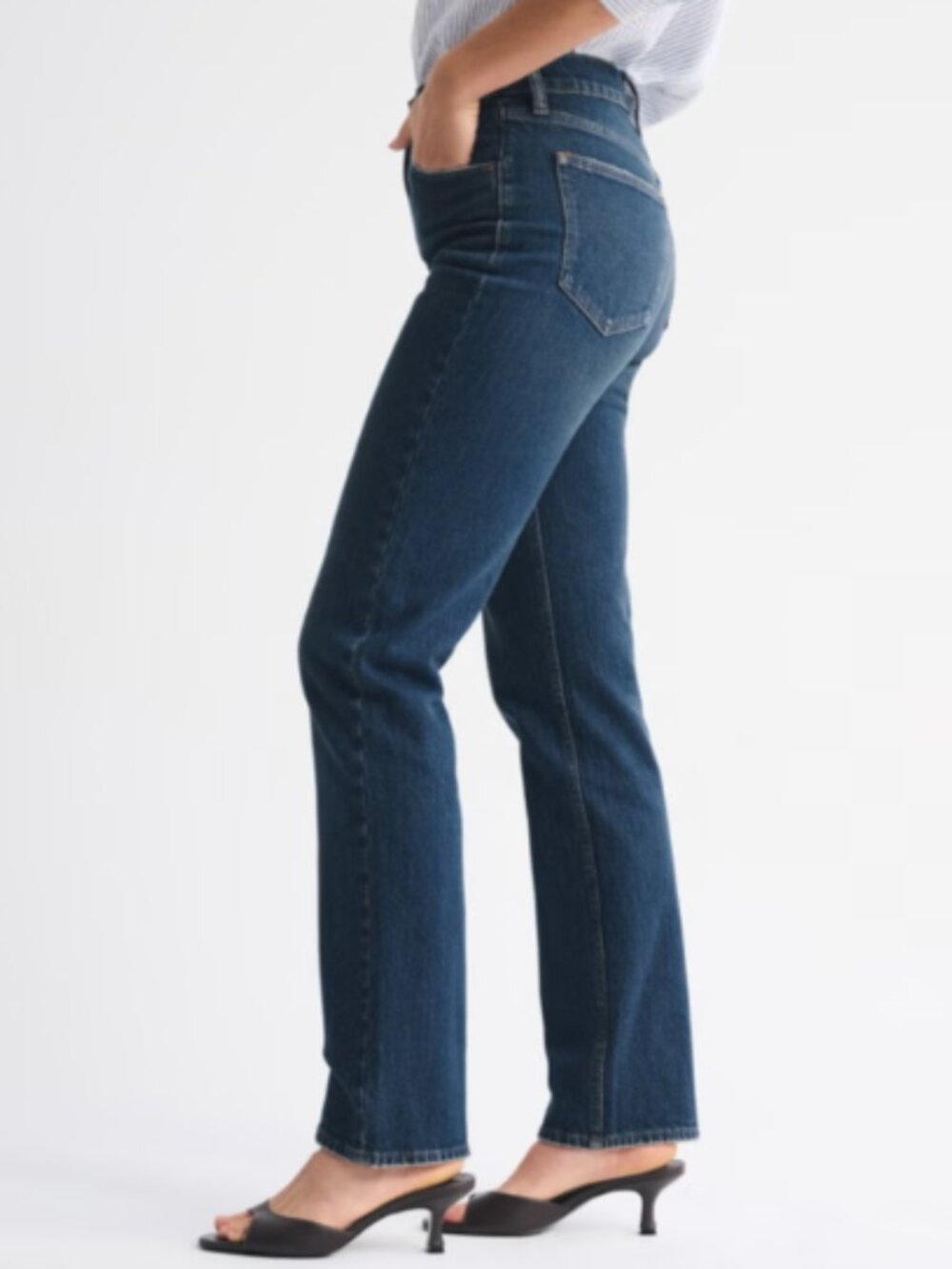 Ultra High Rise 90s Slim Straight Jeans Women 27L Dark Wash Vintage Style Denim - Picture 2 of 8